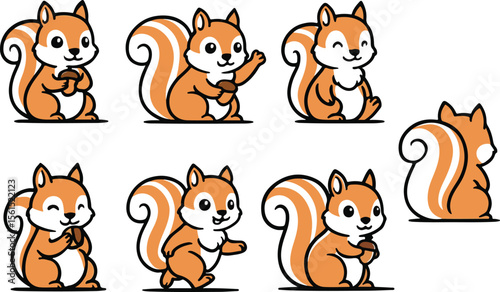vector illustration of chipmunk squirrel ferret funny cute cartoon mascot character cartoon with 7 poses 03