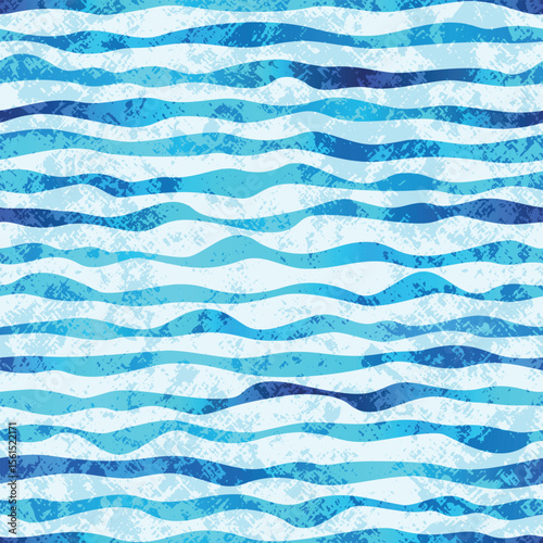 Seamless pattern, wavy lines, sea waves stylization, vector background