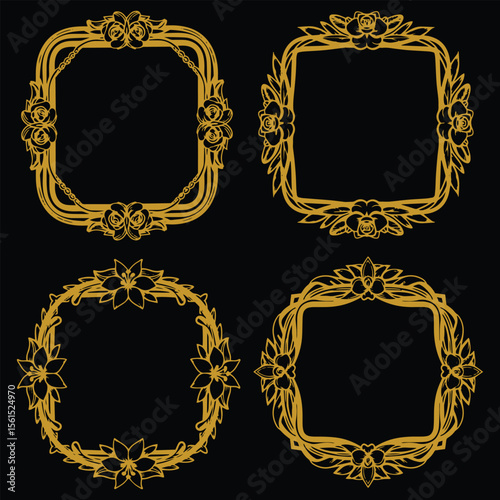 Detailed Floral Frames Premium Decorative Set Packs Elaborate Designs