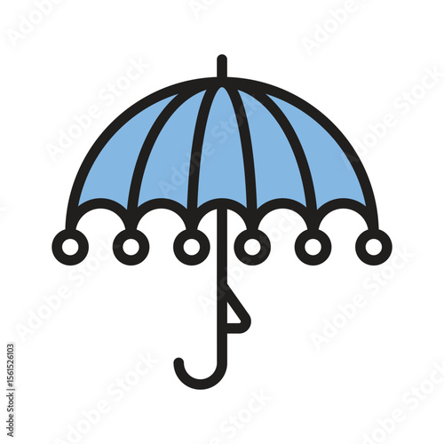 Eye catchy glyph style icon showing fancy umbrella