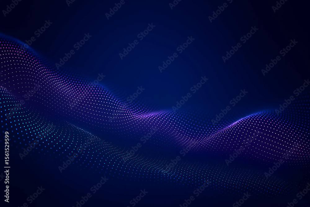 Obraz premium Abstract Digital Wave Background with Gradient Dots on Dark Blue