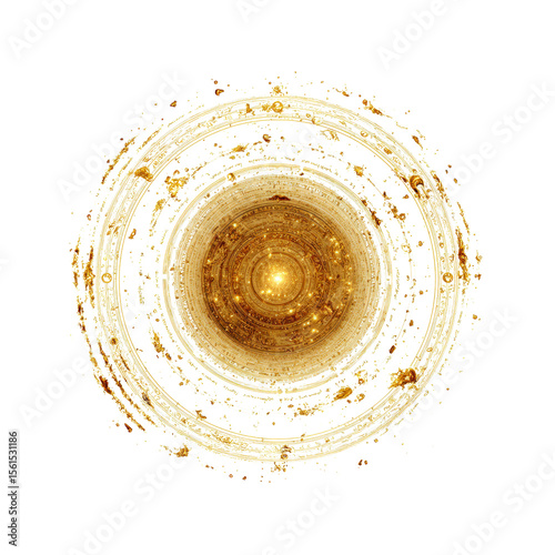 Golden Celestial Vortex Abstract Cosmic Mandala Design