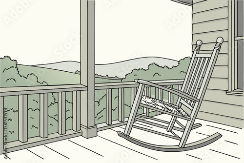 Classic antique rocking chair illustration with vintage charm