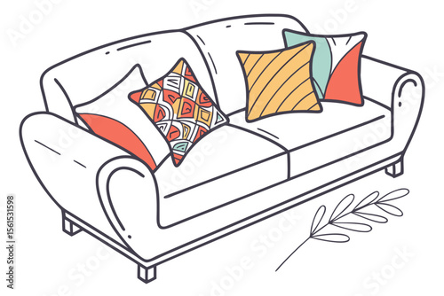 Vibrant modern sofa design with a clean colorful aesthetic