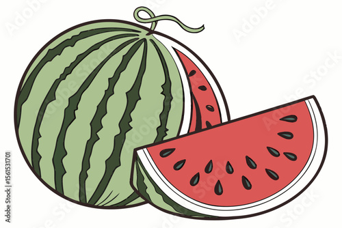 Vibrant sliced watermelon fresh fruit illustration with juicy details