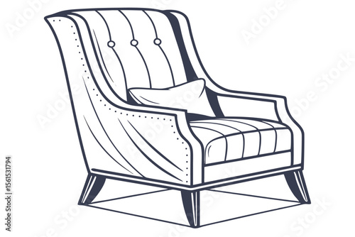 Elegant high back armchair icon with a sleek modern design