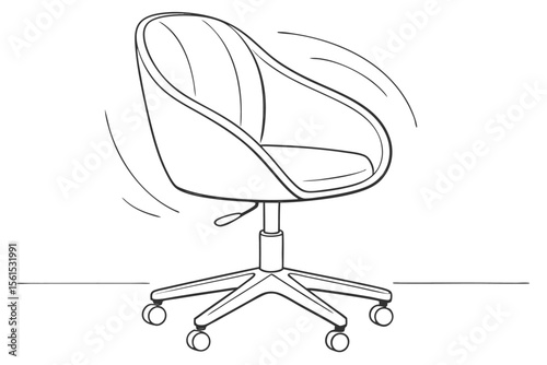 Minimalist desk chair with wheels in a clean vector design