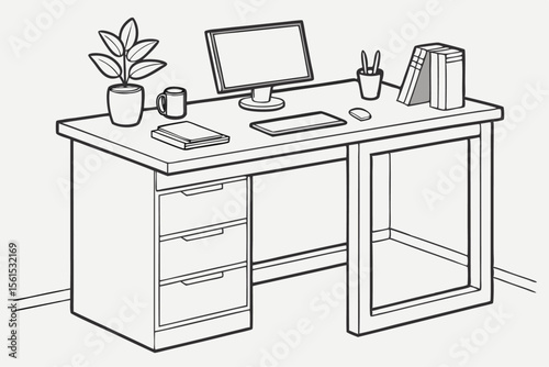 modern office desk with a flat top and clean