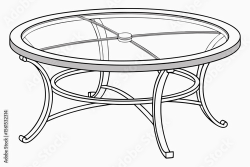 round coffee table with  frame-and clean glass