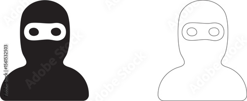 Man in balaclava. Vector editable silhouette.