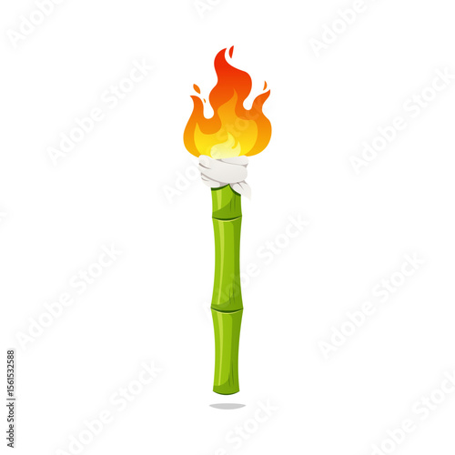 Traditional bamboo torch lamp vector isolated on white background.