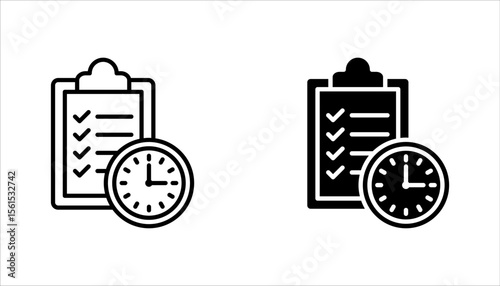 Time analysis linear icon set. Business management strategy. vector illustration on white background