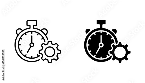 Time analysis linear icon set. Business management strategy. vector illustration on white background