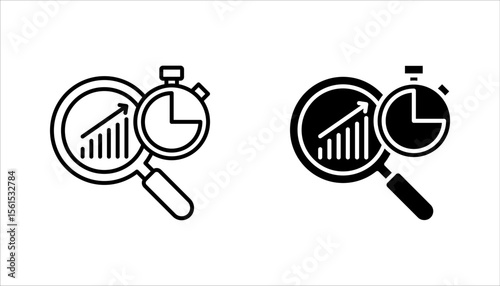 Time analysis linear icon set. Business management strategy. vector illustration on white background