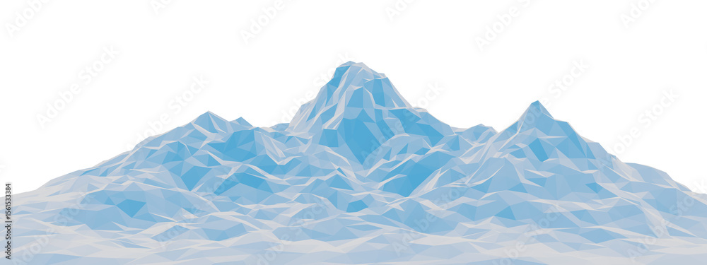 Fototapeta premium 3D Blue low polygon ice mountain.