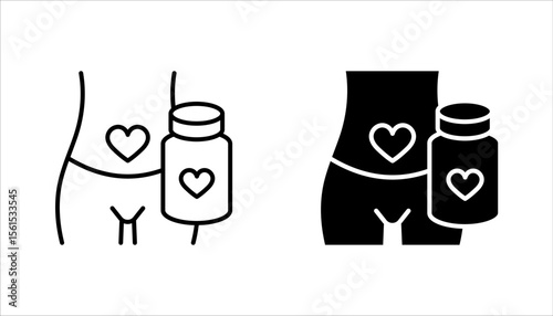Supplements for pregnant women icon set. Pregnancy complementary medicines. vector illustration on white background