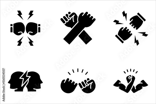 Rivalry linear icon set. Friendly contest, competitive interpersonal relationship symbol. vector illustration on white background