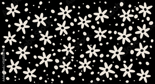 Muster mit Blumen und Punkten