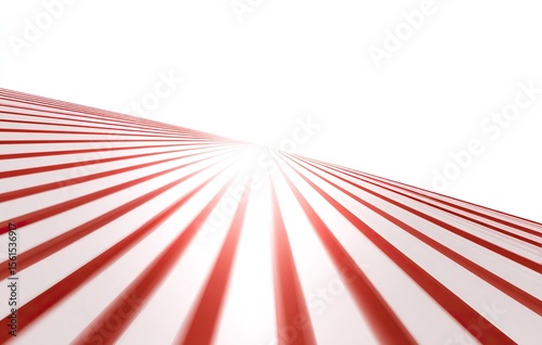 Red rays of light in perspective on a white background, 3D rendering illustration. Abstract, futuristic, dynamic design for a banner, poster, or packaging with a copy space area. Vector art digital 