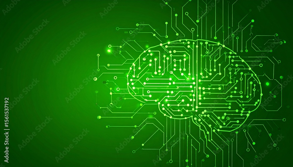 Obraz premium concept of artificial intelligence represented by a glowing brain circuit and connected nodes