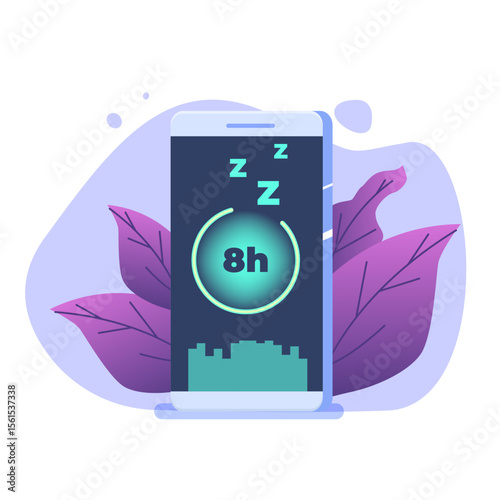 Sleep tracker, Fitness Smart Phone Application, Smart alarm clock. Vector illustration