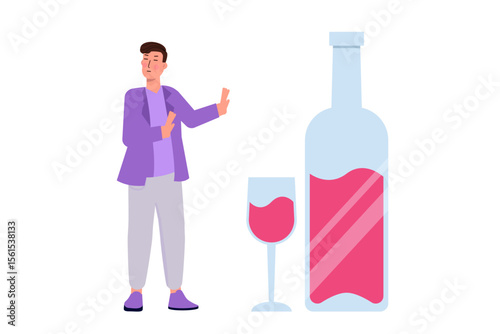 Healthy lifestyle and stop drinking concept. Vector illustration.
