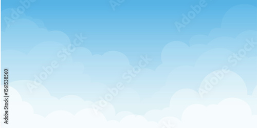 Cartoon Blue Sky with Soft White Clouds Background
