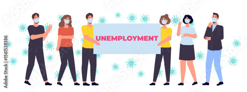  Unemployed people. Jobless and employee job reduction concept. Vector illustration
