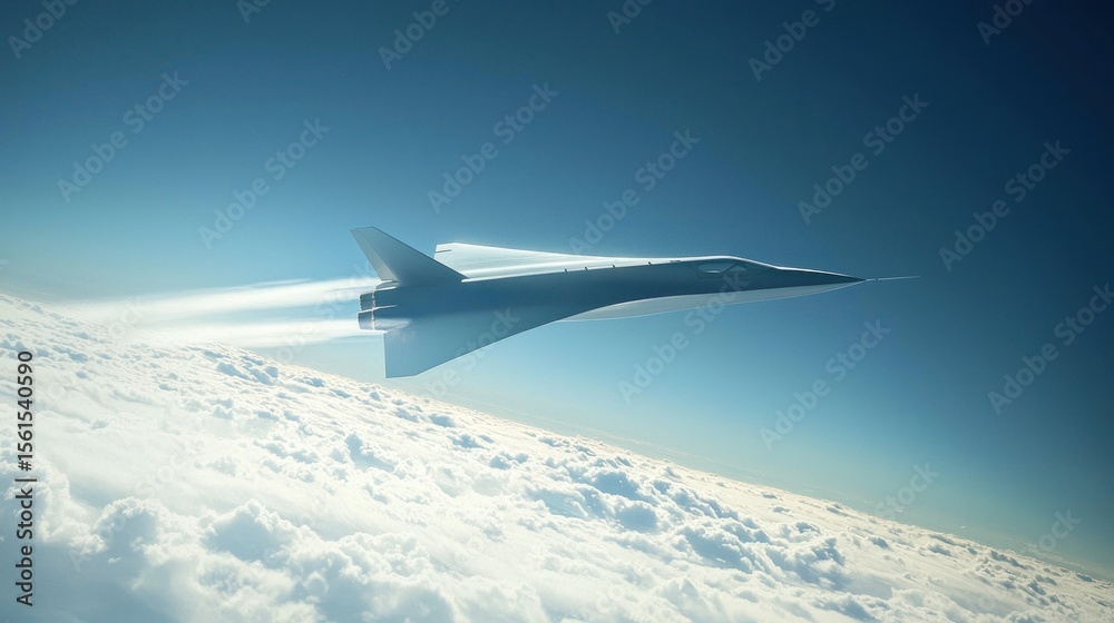Fototapeta premium Hypersonic Aircraft Soaring Above Clouds