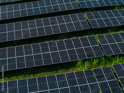 Solar panels at a power station for renewable energy generation