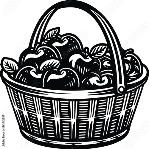 Basket of apples vector illustration, a sweet nature design perfect for a holiday food celebration, foodie, vitamin