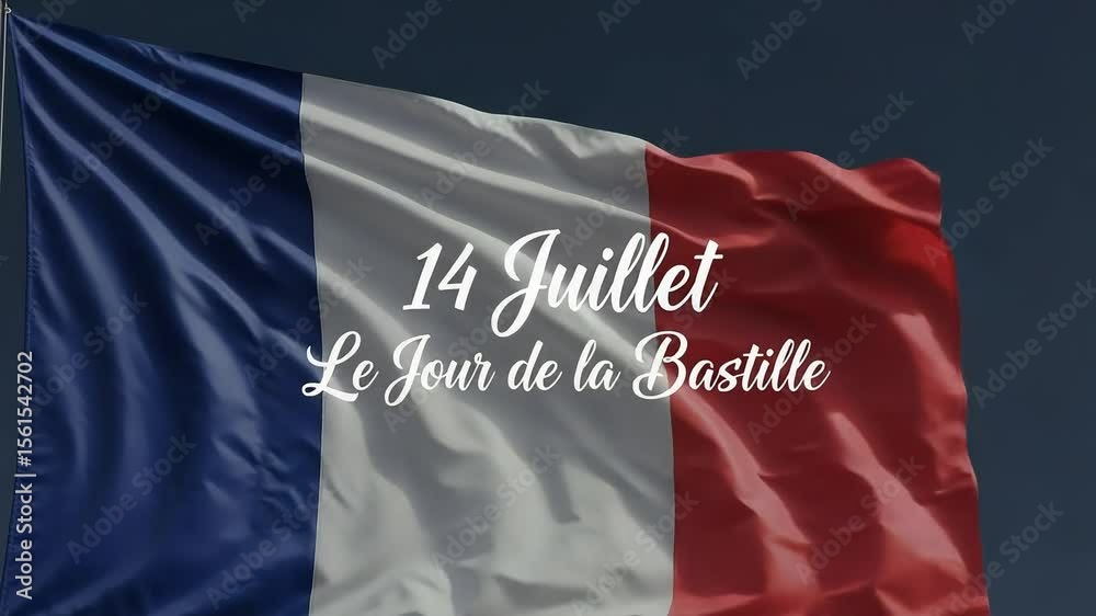 Bastille Day: French Flag Waving, Celebrating 14 Juillet Holiday