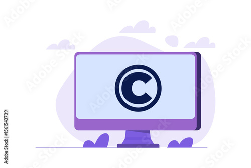 Copyright reserved, patented protection Intellectual property, concept. Vector illustration.