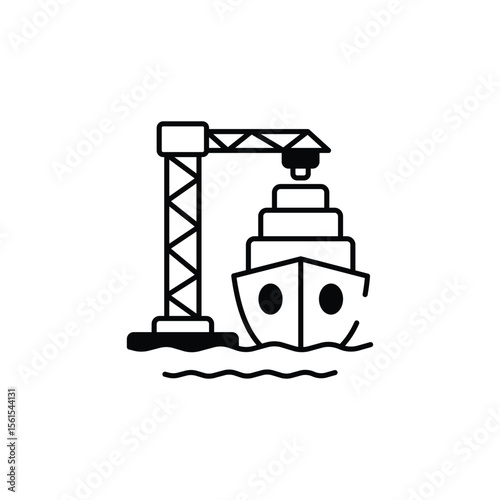 Boat Loading icon design with white background stock illustration
