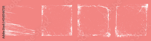 White grunge frame overlays on pink background. Distressed scratch and crack texture borders.