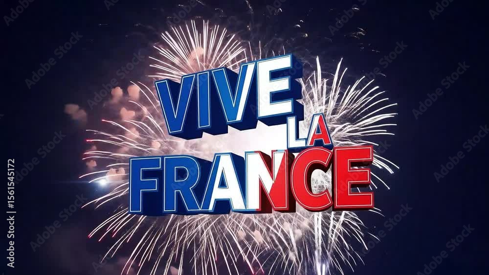 Celebrate bastille day with fireworks and vive la france graphic