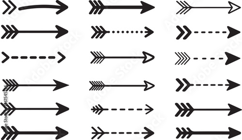 Collection of Diverse Arrow Icons: Directional Graphics - Perfect for Presentations, Websites, and Social Media