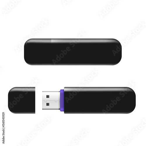 USB Memory Sticks Flash drive realistic isolated on the white background. Vector  illustration.