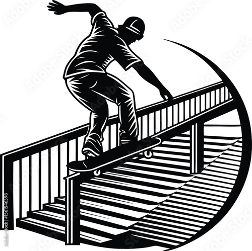 Businessman jumping up abstract career stairs, a vector illustration of success, goal achievement, career path, climb up