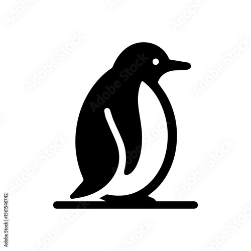 minimalist vector silhouette, Penguin walking around