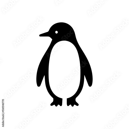 minimalist vector silhouette, Penguin walking around
