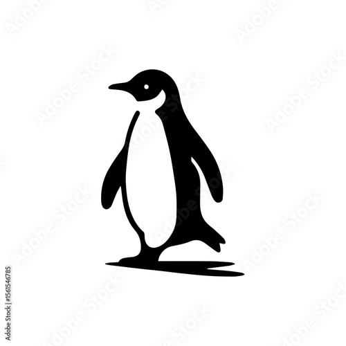 minimalist vector silhouette, Penguin walking around