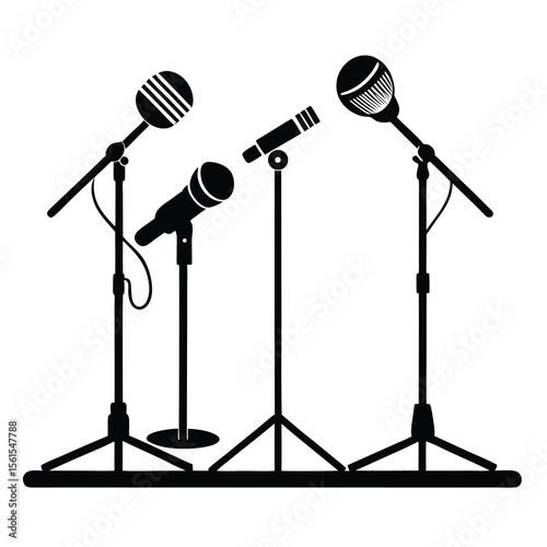 Microphones on Stands Studio Recording Setup