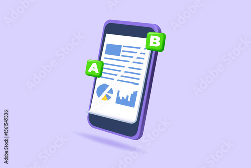A-B comparison. Split testing 3d realistic vector illustration.