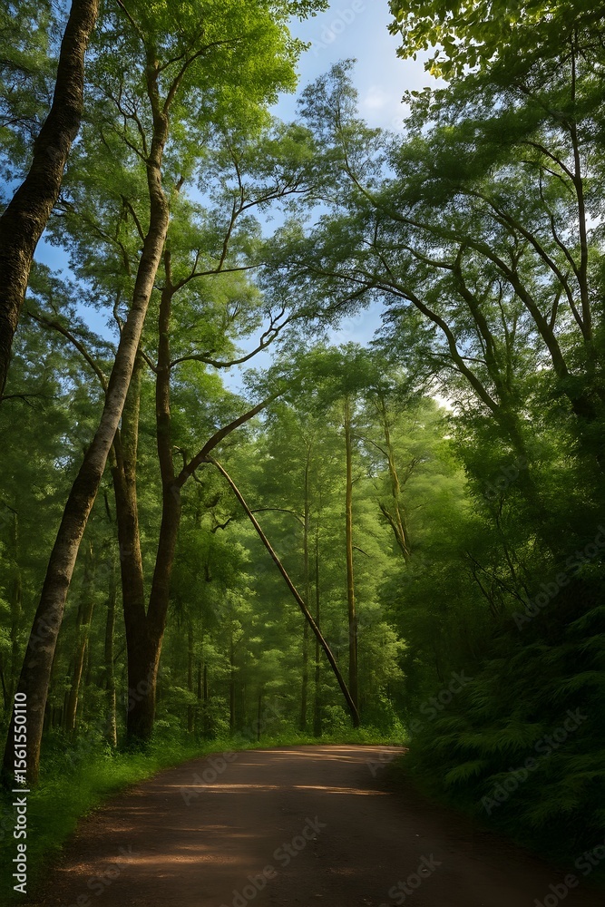 Fototapeta premium Serene Forest Path A Tranquil Escape into Nature's Embrace