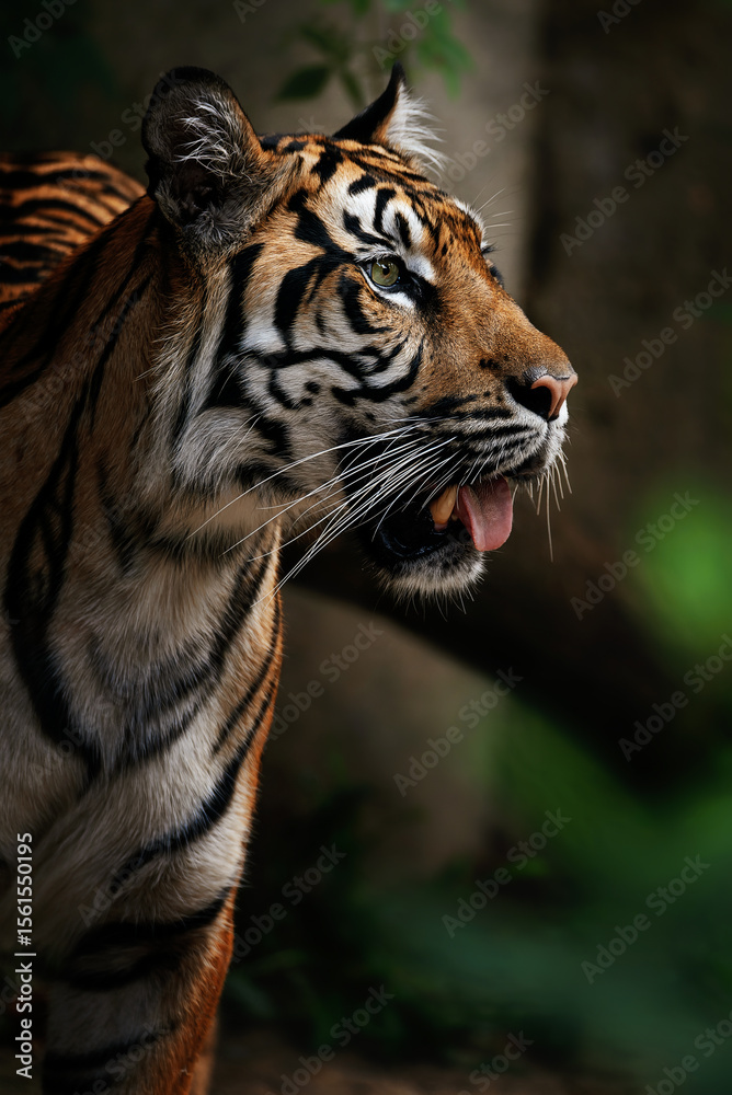 Fototapeta premium Sumatran tiger (Panthera tigris sumatrae) beautiful animal and his portrait