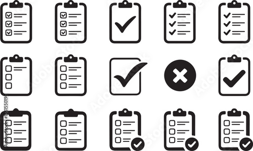 Checlist Icons: Task Management, To-Do List, Project Planning, Workflow Symbols