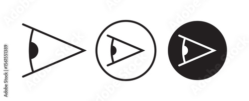 Eye side icon set in black filled and stroke. side icon Graphic vector set