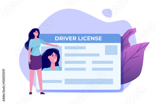 Car driver license concept. Flat style vector illustration