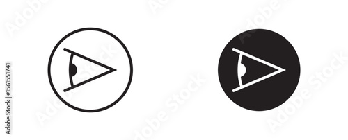 Eye side icon set in black filled and stroke. side icon Graphic vector set